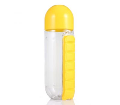 Бутылка для воды с таблетницей - Желтая